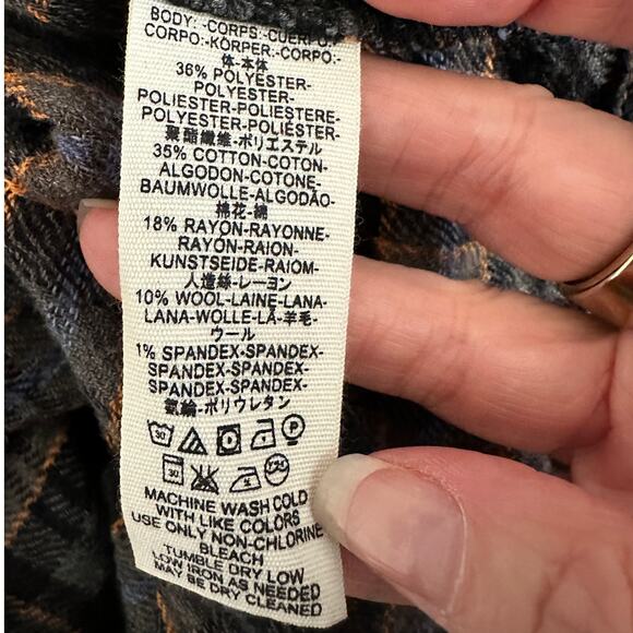 Free People Northern Bound Oversized Plaid Half Button Long Sleeve Shirt XS - Picture 9 of 13